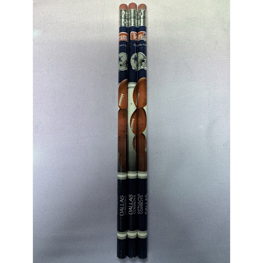 Vtg 90s Team NFL Football Pencil Unsharpened Lot of 3 Berol Corp Dallas Cowboys